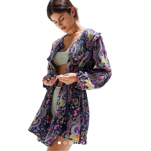 Anthropologie Dresses & Skirts - ANTHROPOLOGIE Vibrant Tunisian Paisley Smocked Boho Cover-Up Tunic